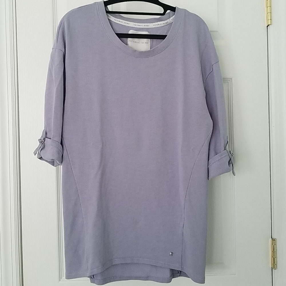 Tunic-length Sweatshirt with Rolled Sleeves